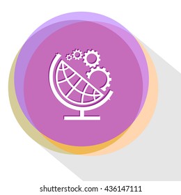 globe and gears. Internet template. Vector icon.