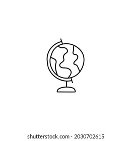 Globe geography icon in flat black line style, isolated on white background 