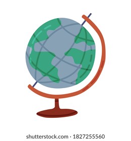 Globe, Geography Lesson Equipment, Travel and Vacation Symbol Cartoon Style Vector Illustration