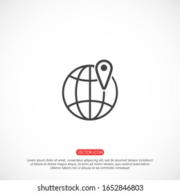 Globe geolocation "Go to web" - website icon. line Globe icon and geolocation arrow that clicks on it. 