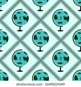 globe with geometric mosaic seamless pattern design background wallpaper fabric textile