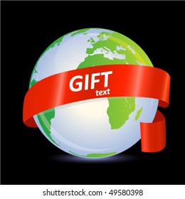 globe with a gift ribbon