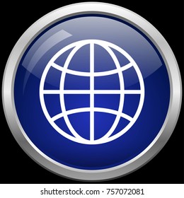 Globe glass button vector illustration