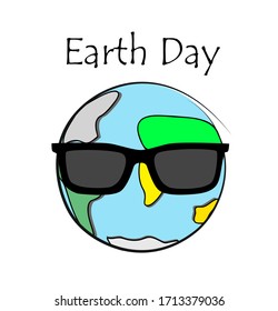 globe in glasses. Earth Day. flat design. vector illustration.