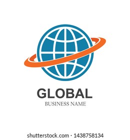 globe, global business, network connected logo icon vector