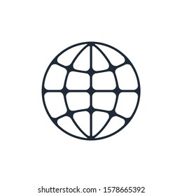 Globe. Global network. Vector linear icon on a white background.