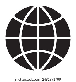 Globe global reach black icon. vector illustration.
