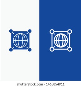 Globe, Global, World, Science Line and Glyph Solid icon Blue banner Line and Glyph Solid icon Blue banner. Vector Icon Template background