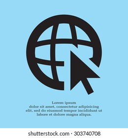 Globe (go to web), web icon. Vector design