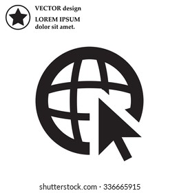 Globe (go to web), web icon. Vector design