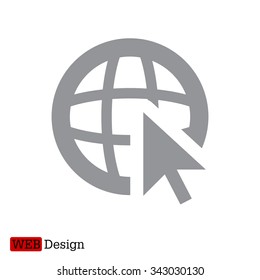Globe (go to web), web icon. Vector design