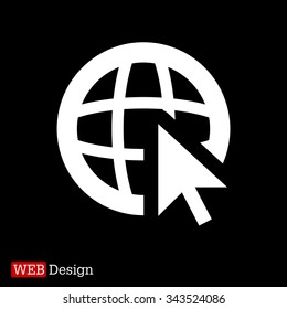 Globe (go to web), web icon. Vector design