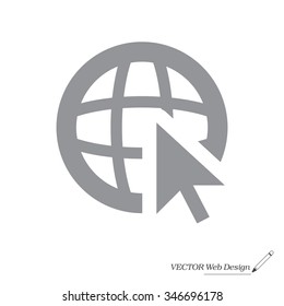 Globe (go to web), web icon. Vector design