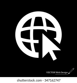 Globe (go to web), web icon. Vector design