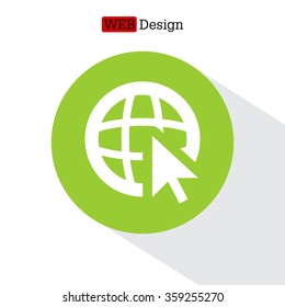 Globe (go to web), web icon. Vector design