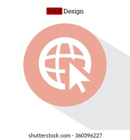 Globe (go to web), web icon. Vector design