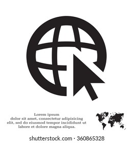 Globe (go to web), web icon. Vector design