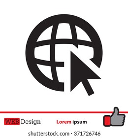 Globe (go to web), web icon. Vector design
