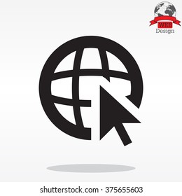 Globe (go to web), web icon. Vector design