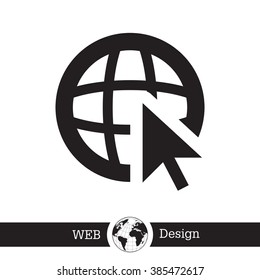 Globe (go to web), web icon. Vector design