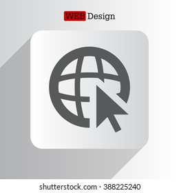 Globe (go to web), web icon. Vector design