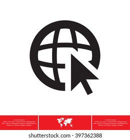 Globe (go to web), web icon. Vector design