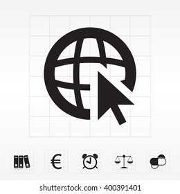 Globe (go to web), web icon. Vector design