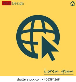 Globe (go to web), web icon. Vector design