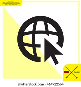 Globe (go to web), web icon. Vector design