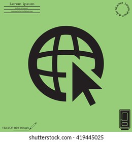 Globe (go to web), web icon. Vector design