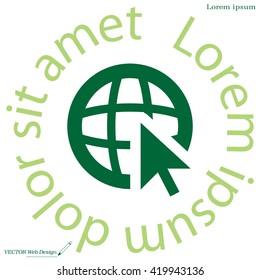 Globe (go to web), web icon. Vector design