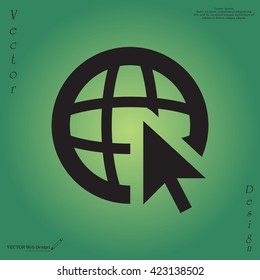 Globe (go to web), web icon. Vector design