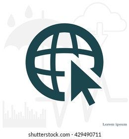 Globe (go to web), web icon. Vector design