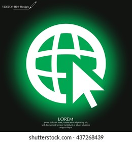 Globe (go to web), web icon. Vector design