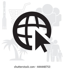 Globe (go to web), web icon. Vector design