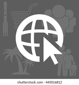 Globe (go to web), web icon. Vector design
