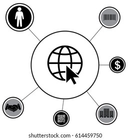 Globe (go to web) icon. Vector design