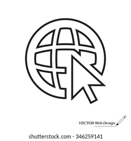 Globe (go to web), web line icon. Vector design