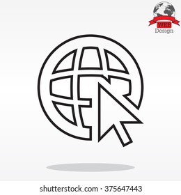 Globe (go to web), web line icon. Vector design