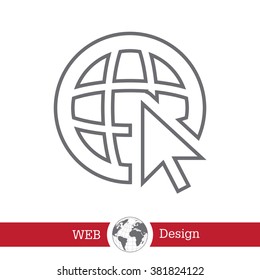 Globe (go to web), web line icon. Vector design
