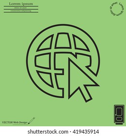 Globe (go to web), web line icon. Vector design