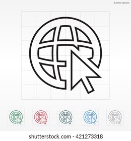 Globe (go to web), web line icon. Vector design