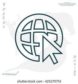Globe (go to web), web line icon. Vector design