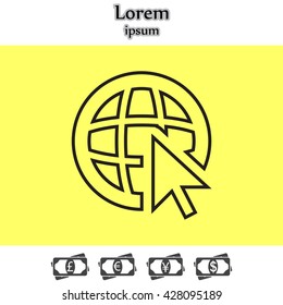 Globe (go to web), web line icon. Vector design