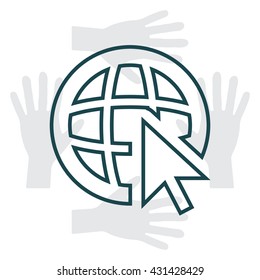 Globe (go to web), web line icon. Vector design