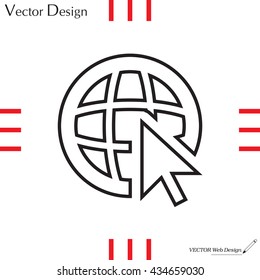 Globe (go to web), web line icon. Vector design