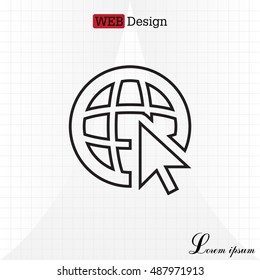 Globe (go to web)  line icon. 