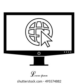 Globe, go to web, line icon. 