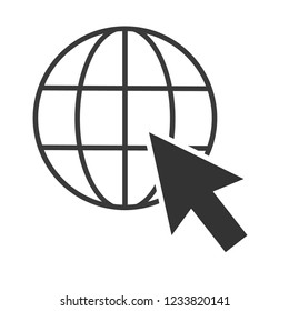 Globe go to World Wide Web Vector Icon. Vector Line Logo illustration. Browser symbol .