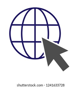 Globe go to World Wide Web Vector Icon. Vector Line Logo illustration. Browser symbol .